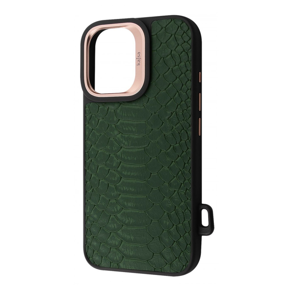 Чохол Kajsa Snake Pattern with Magnetic Ring iPhone 16 Olive