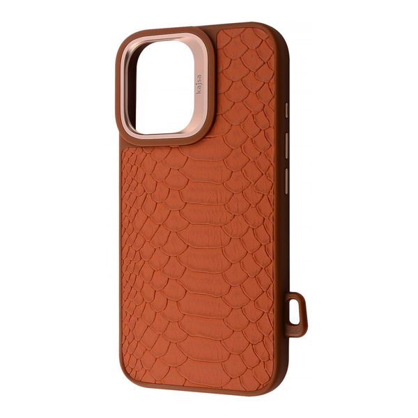 Чохол Kajsa Snake Pattern with Magnetic Ring iPhone 16 Brown