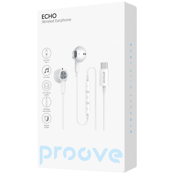 Дротові навушники Proove Echo (Type-C) White, зображення 2