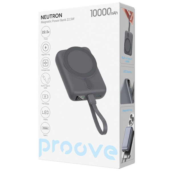 Портативна батарея PowerBank Proove Neutron 22.5W 10000mAh Silver/white, изображение 2