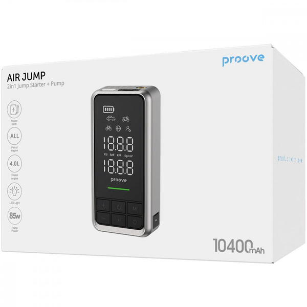 Пусковий Пристрій (бустер) 2 in 1 + Насос Proove Air Jump 10400mAh 1000A Gray, зображення 2