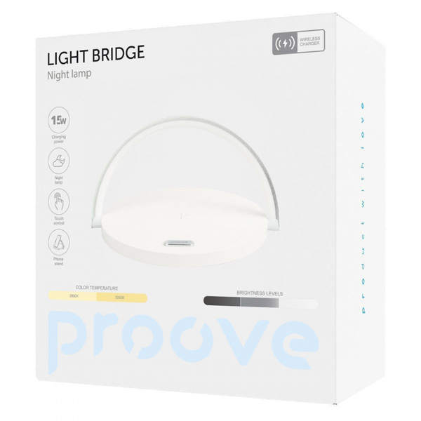 Нічник з Бездротовою Зарядкою Proove Light Bridge White, зображення 2