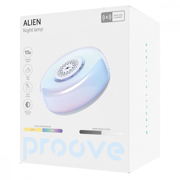 Нічник з Бездротовою Зарядкою Proove Alien White, зображення 2