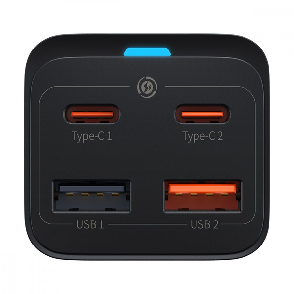 Мережевий зарядний пристрій Baseus GaN3 Pro 65W (2 Type-C + 2 USB) + Кабель Type-C to Type-C 100W (1m) Black, изображение 9