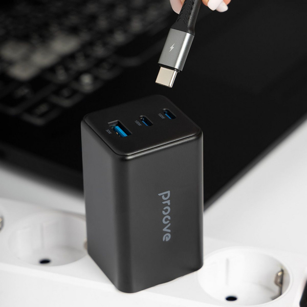 Мережевий зарядний пристрій Proove Pocket GaN 65W (2Type-C + USB) Black, изображение 13
