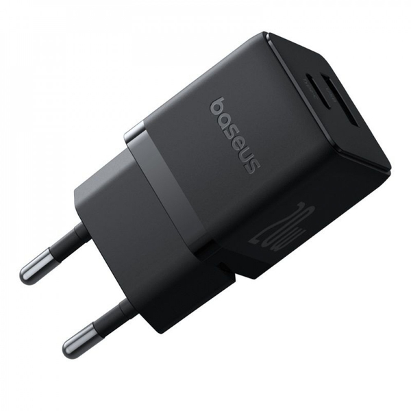 Мережевий зарядний пристрій Baseus Palm Fast Charger Type-C+USB 20W (With Cable Type-C to Type-C 60W 1m) White, изображение 5