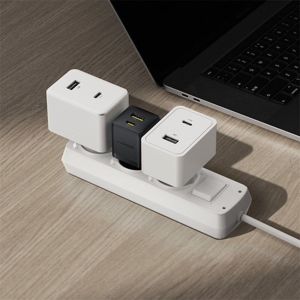 Мережевий зарядний пристрій Baseus Palm Fast Charger Type-C+USB 20W (With Cable Type-C to Type-C 60W 1m) Black, зображення 8