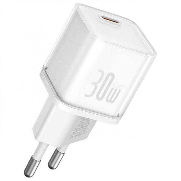 Мережевий зарядний пристрій Baseus GaN5S 30W (Type-C) White, зображення 7