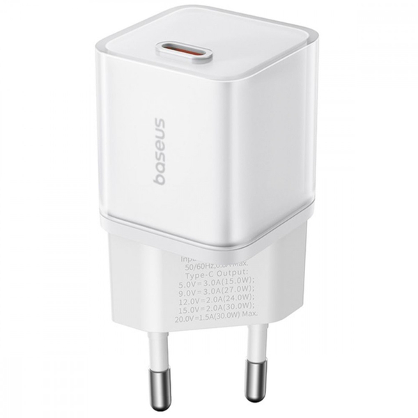 Мережевий зарядний пристрій Baseus GaN5S 30W (Type-C) White