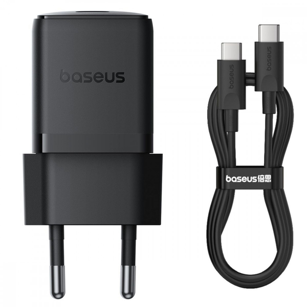 Мережевий зарядний пристрій Baseus Palm Fast Charger Type-C 30W (With Cable Type-C to Type-C 60W 1m) Black, зображення 5