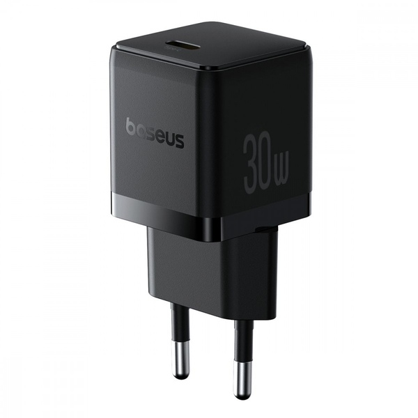 Мережевий зарядний пристрій Baseus Palm Fast Charger Type-C 30W (With Cable Type-C to Type-C 60W 1m) Black