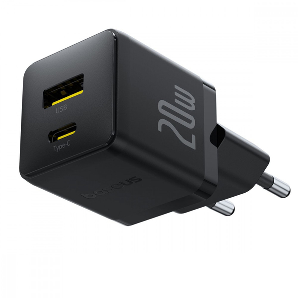 Мережевий зарядний пристрій Baseus Palm Fast Charger Type-C+USB 20W White, изображение 3