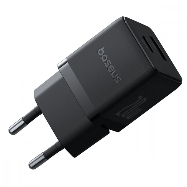 Мережевий зарядний пристрій Baseus Palm Fast Charger Type-C+USB 20W White, изображение 4