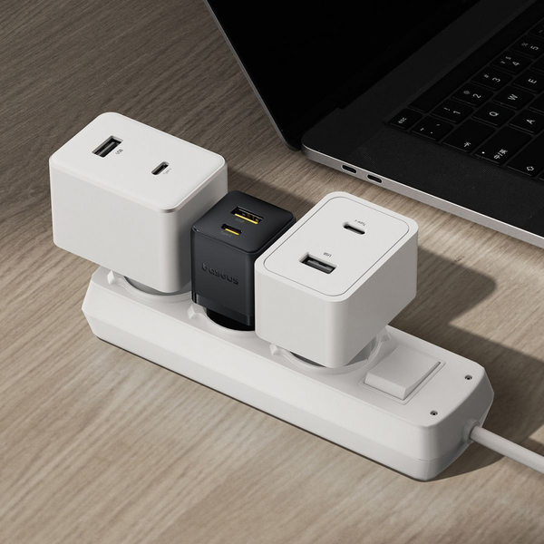 Мережевий зарядний пристрій Baseus Palm Fast Charger Type-C+USB 20W White, изображение 6