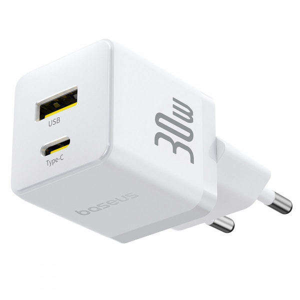 Мережевий зарядний пристрій Baseus Palm Fast Charger Type-C+USB 30W Black, зображення 3