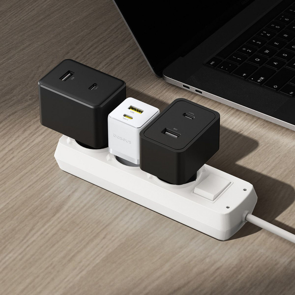 Мережевий зарядний пристрій Baseus Palm Fast Charger Type-C+USB 30W White, изображение 5