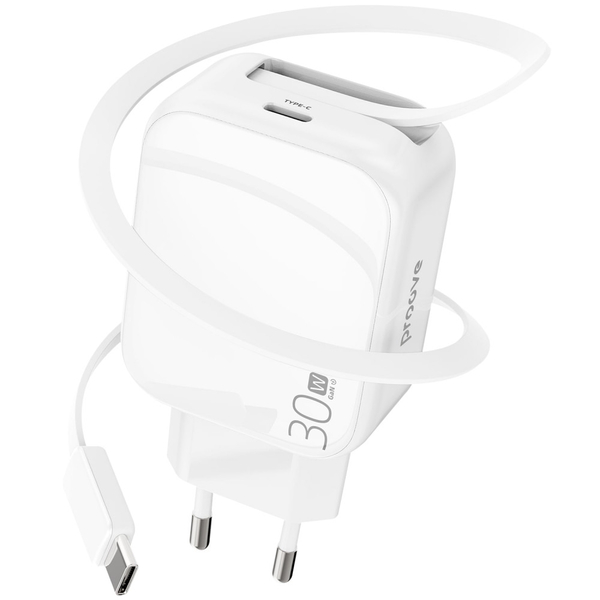 Мережевий зарядний пристрій Proove Fixtape GaN Type-C 30W White
