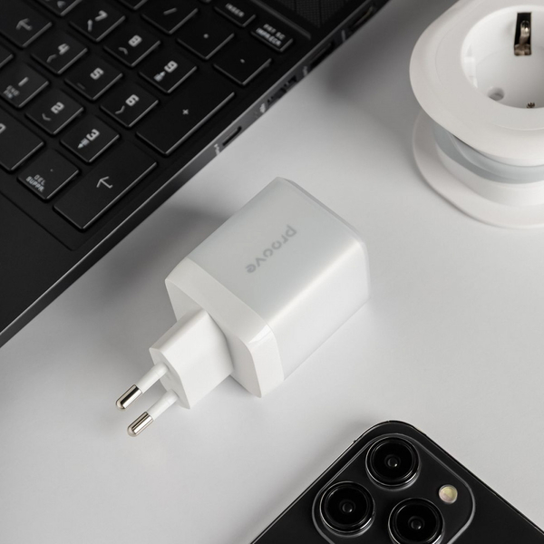 Мережевий зарядний пристрій Proove Pure GaN Max 67W (Type-C + Type-C) White, зображення 10