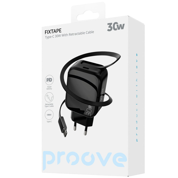 Мережевий зарядний пристрій Proove Fixtape GaN Type-C 30W Black, зображення 2