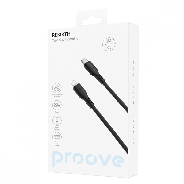 Кабель Proove Rebirth Type-C to Lightning 27W (1m) Black, изображение 2