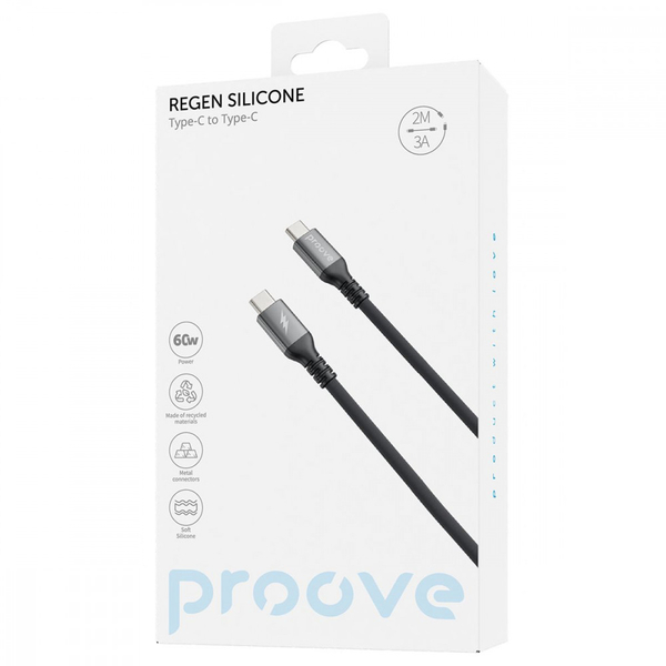 Кабель Proove ReGen Silicone Type-C to Type-C 60W (2m) White, изображение 2