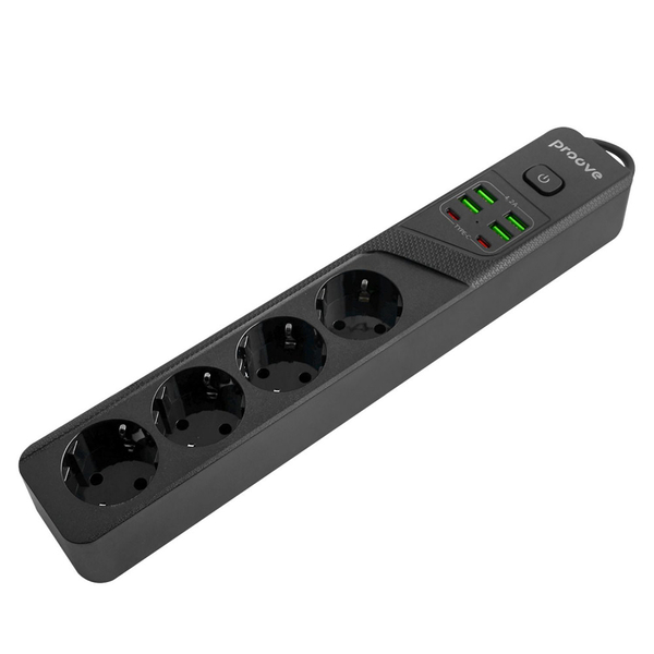 Мережевий фільтр Proove Power Strip P-04 (4 розетки + 4 USB + 2 Type-C) 3M Black, изображение 5