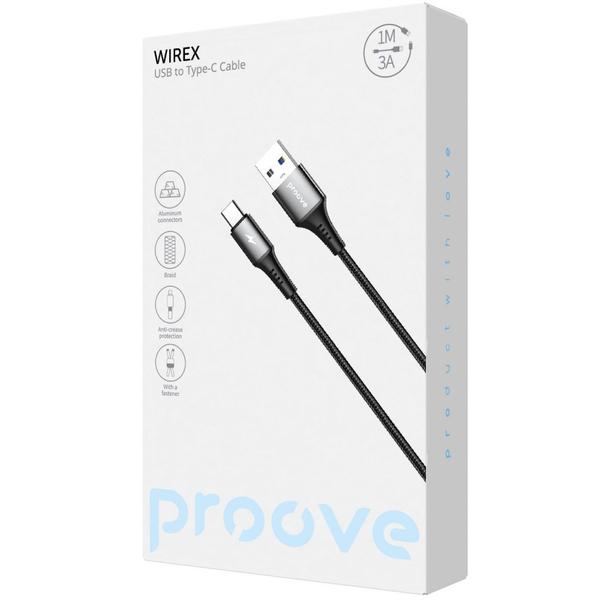 Кабель Proove WireX USB to Type-C 3A (1m) White, изображение 2