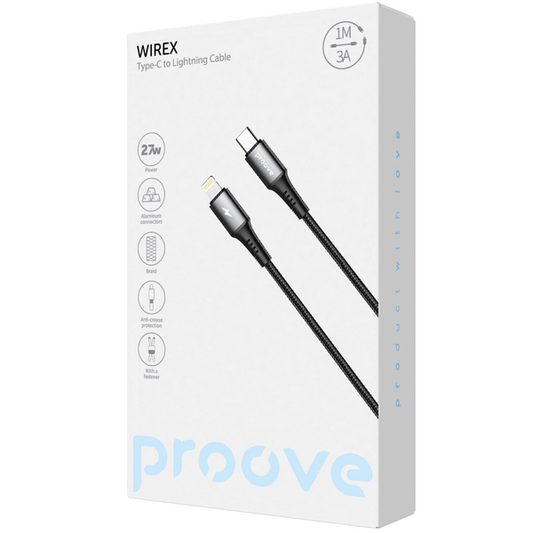 Кабель Proove WireX Type-C to Lightning 27W (1m) White, изображение 2