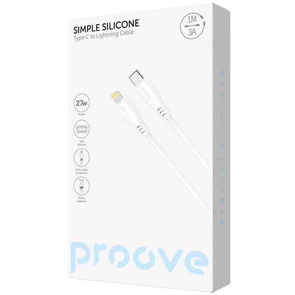 Кабель Proove Simple Silicone Type-C to Lightning 27W (1m) White, изображение 2
