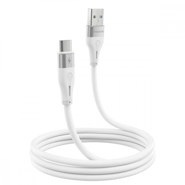 Кабель Proove Soft Silicone USB to Type-C 2.4A (1m) White, изображение 3