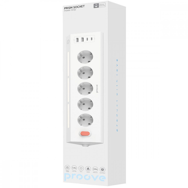 Мережевий фільтр Proove Prism Socket (5xAC + 2xType-C + 2xUSB) 1.6m White, изображение 2
