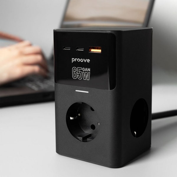 Мережевий фільтр Proove Power Cube 65W (3xAC + 2xType-C + 1xUSB) 1.5m Black, зображення 5