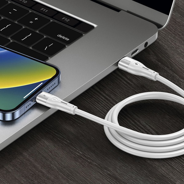 Кабель Proove Soft Silicone Type-C to Lightning 27W (1m) White, зображення 9