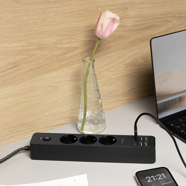 Мережевий фільтр Proove Power Strip P-03 (3 розетки + 4 USB + 2 Type-C) 2М Black, зображення 11