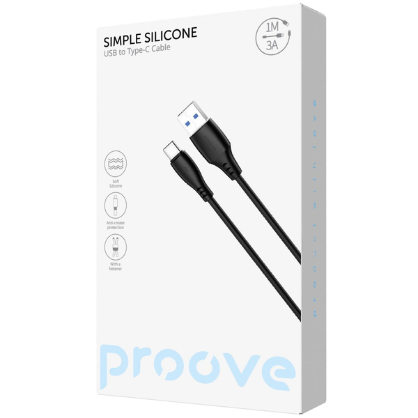 Кабель Proove Simple Silicone USB to Type-C 3A (1m) White, изображение 2