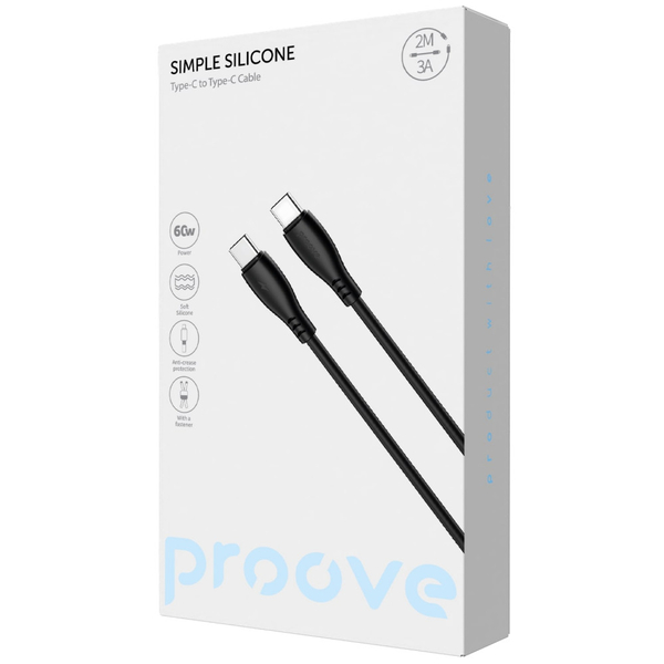 Кабель Proove Simple Silicone Type-C to Type-C 60W (2m) White, изображение 2