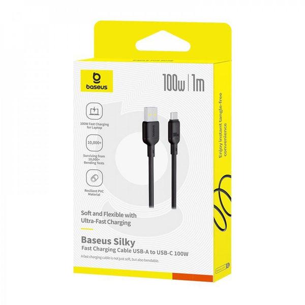Кабель Baseus Silky Series Fast Charging Type-C 100W (1m) Black, изображение 2