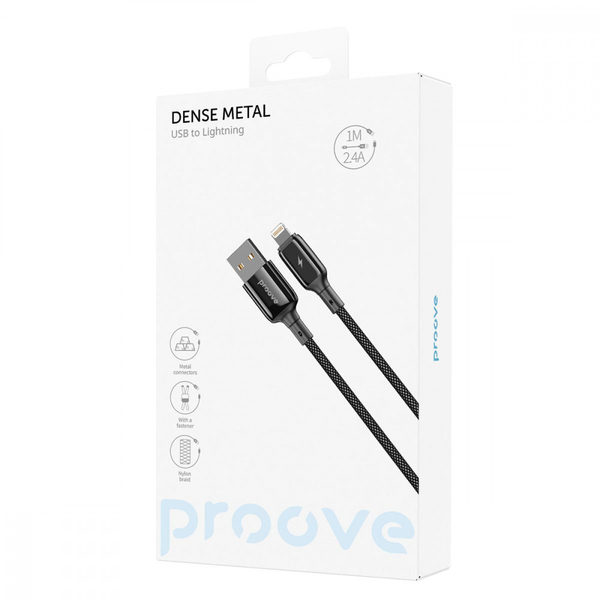 Кабель Proove Dense Metal USB to Lightning 2.4A (1m) White, изображение 2