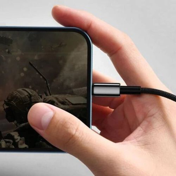 Кабель Baseus Tungsten Gold Fast Charging Lightning 2.4A (2m) Black, зображення 3