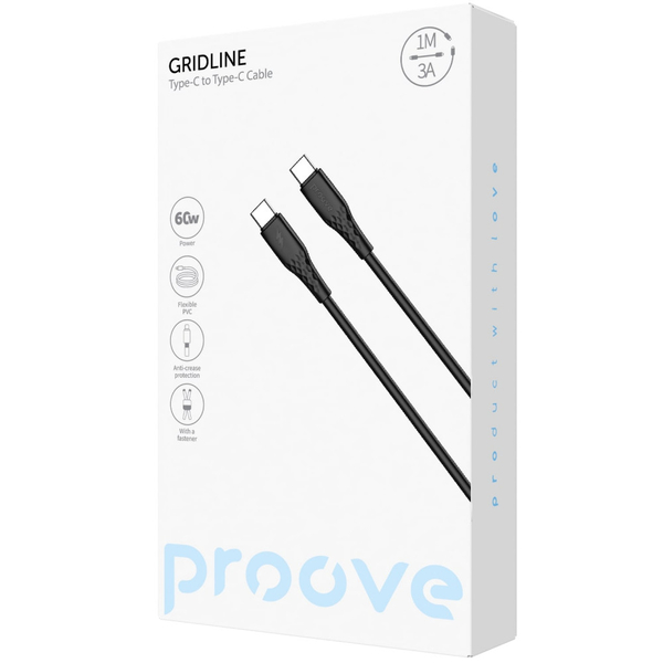 Кабель Proove GridLine Type-C to Type-C 60W (1m) Black, зображення 2