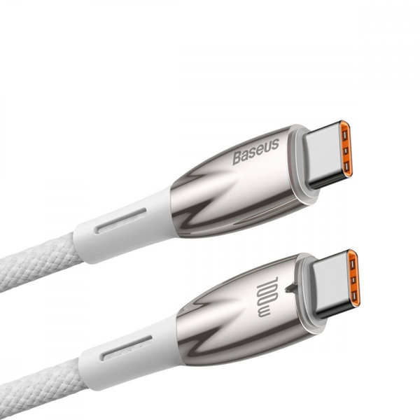 Кабель Baseus Glimmer Series Fast Charging Type-C to Type-C 100W (2m) White, зображення 4