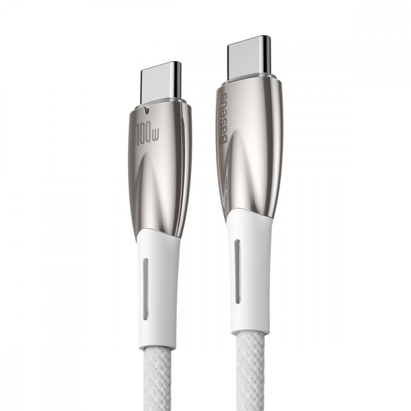 Кабель Baseus Glimmer Series Fast Charging Type-C to Type-C 100W (2m) White, изображение 3