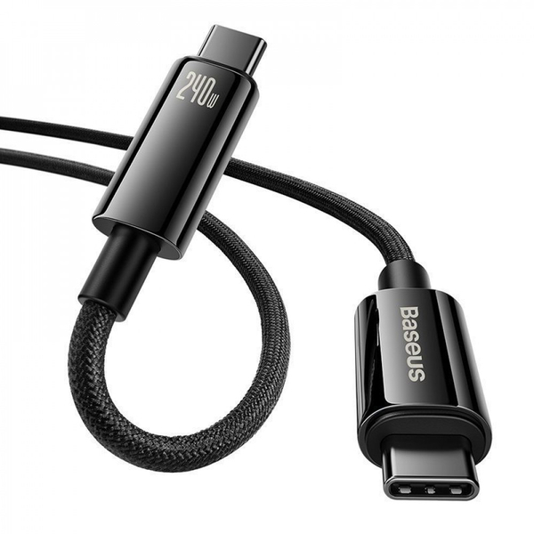 Кабель Baseus Tungsten Gold Fast Charging Type-C to Type-C 240W (3m) Black, изображение 9