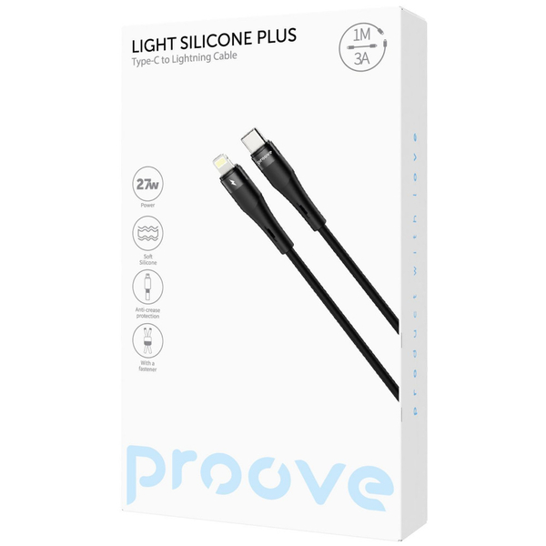 Кабель Proove Light Silicone Plus Type-C to Lightning 27W (1m) Black, зображення 2