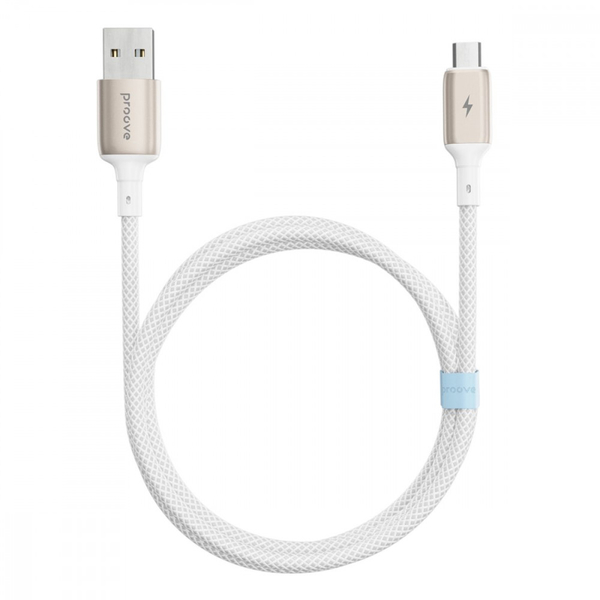 Кабель Proove Dense Metal USB to Micro USB 2.4A (1m) White, изображение 3