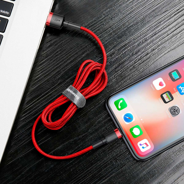 Кабель Baseus Cafule Lightning Cable 2A (3m) Red/black, изображение 5