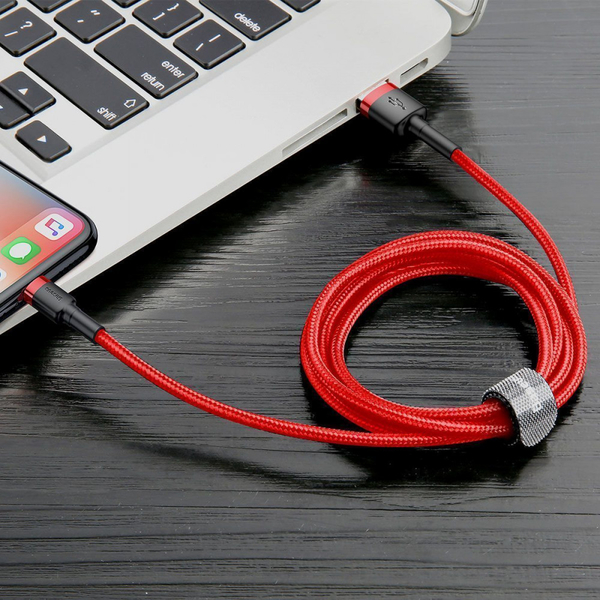 Кабель Baseus Cafule Lightning Cable 2A (3m) Red/black, изображение 3