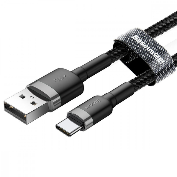 Кабель Baseus Cafule Type-C 3A (1m) Gray/black, изображение 8