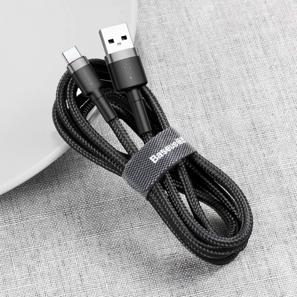 Кабель Baseus Cafule Type-C 3A (1m) Gray/black, изображение 7