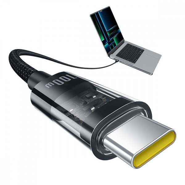 Кабель Baseus Gem Fast-Charging Data Cable Type-C to Type-C 100W 1m Black, зображення 5